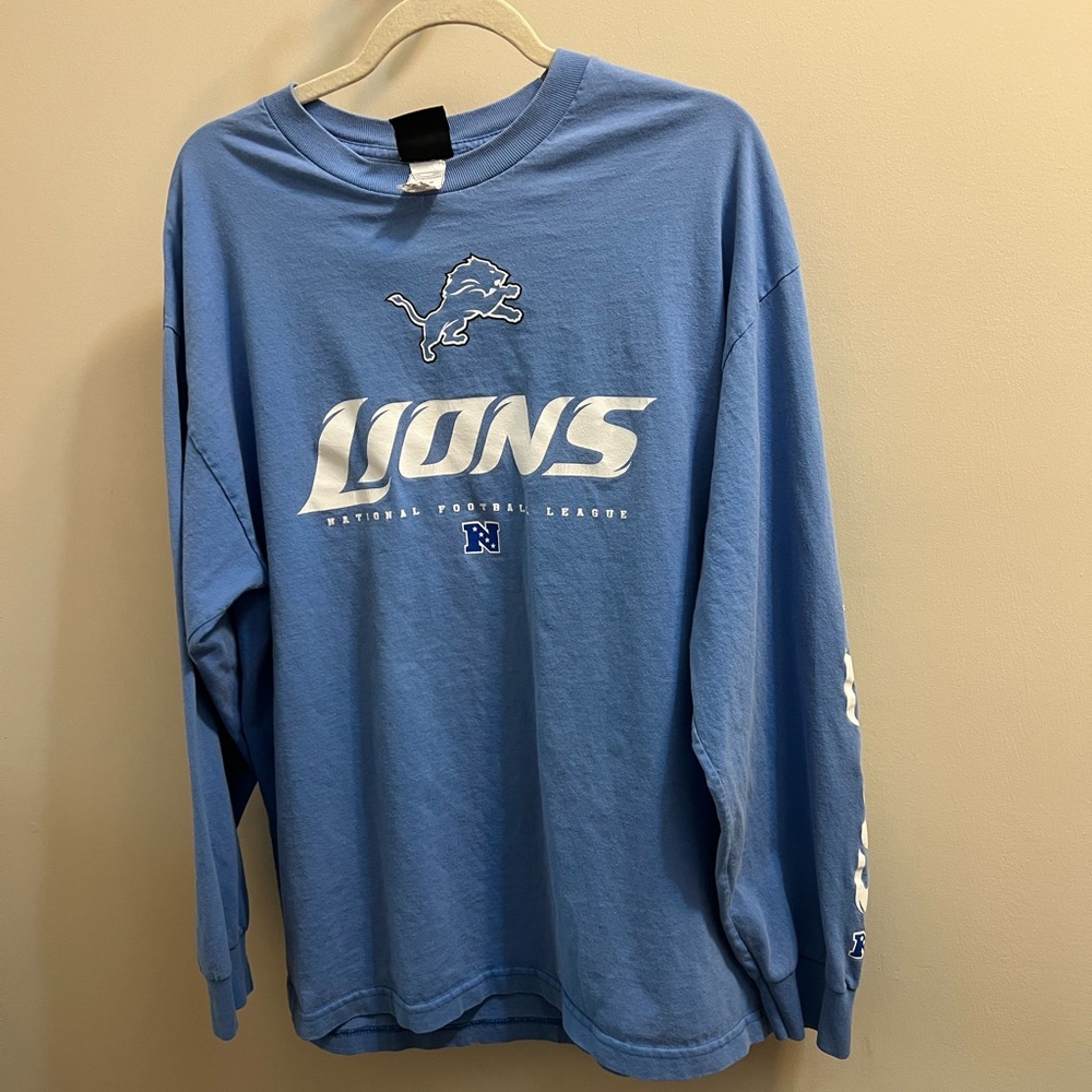 Detroit Lions Light Blue Long Sleeve Tee Mens XL